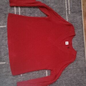 Red V-Neck Women's Sweater